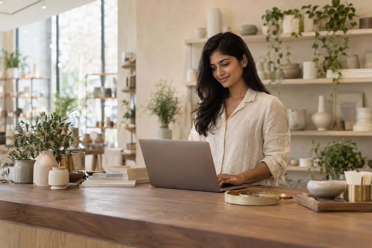 Business owner at a retail counter